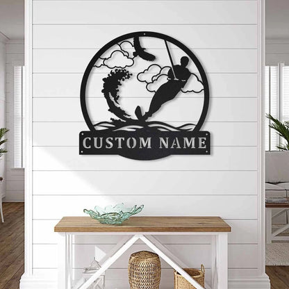 Water Skiing Monogram Metal Sign Art Water Skiing Antler Decor Water Skiing Metal Sign Housewarming Outdoor Metal