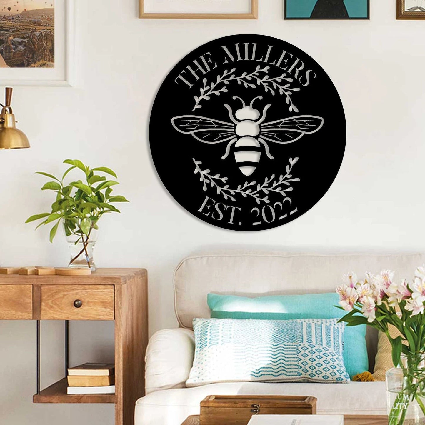 Personalized Name Bee Metal Sign, Porch Steel Art, Mother's Day Gift, Metal Laser Cut Metal Signs Custom Gift Ideas
