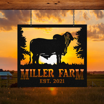 Personalized Metal Farm Sign Brahman Cattle Monogram Laser Cut Metal Signs Custom Gift Ideas