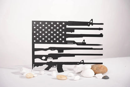 US Flag Military Guns Cut Metal Sign Laser Cut Metal Signs Custom Gift Ideas Best Veteran