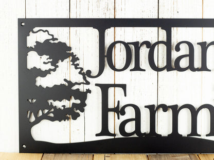 Custom Metal Sign With Oak Trees, Metal Wall Art, Outdoor Plaque, Personalized Sign, Family Name Sign, Custom Sign, Rustic Decor, Laser Cut Metal Signs Custom Gift Ideas