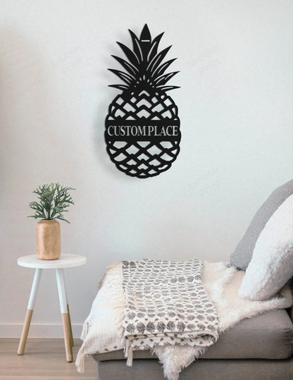 Hello Pineapple Front Door Sign Cut Metal Sign Metal House Sign