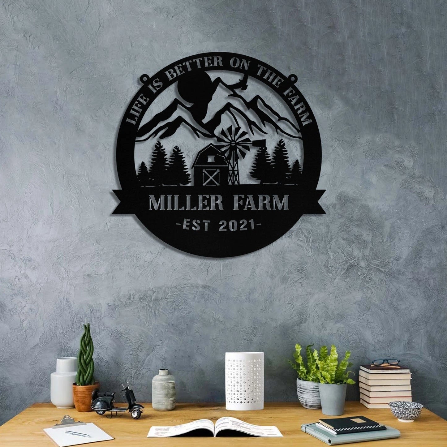 Personalized Metal Farm Sign Barn Monogram Custom Outdoor Farmhouse Entry Road Front Gate Wall Decor Gift