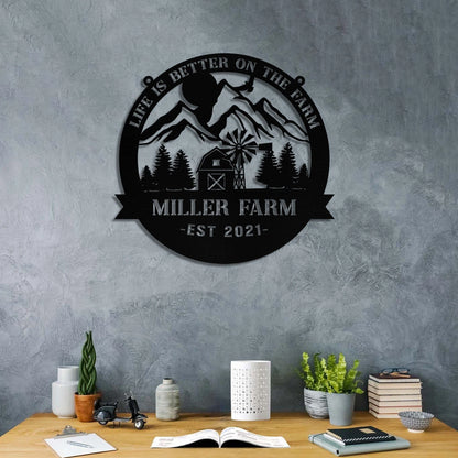 Personalized Metal Farm Sign Barn Monogram Custom Outdoor Farmhouse Entry Road Front Gate Wall Decor Gift