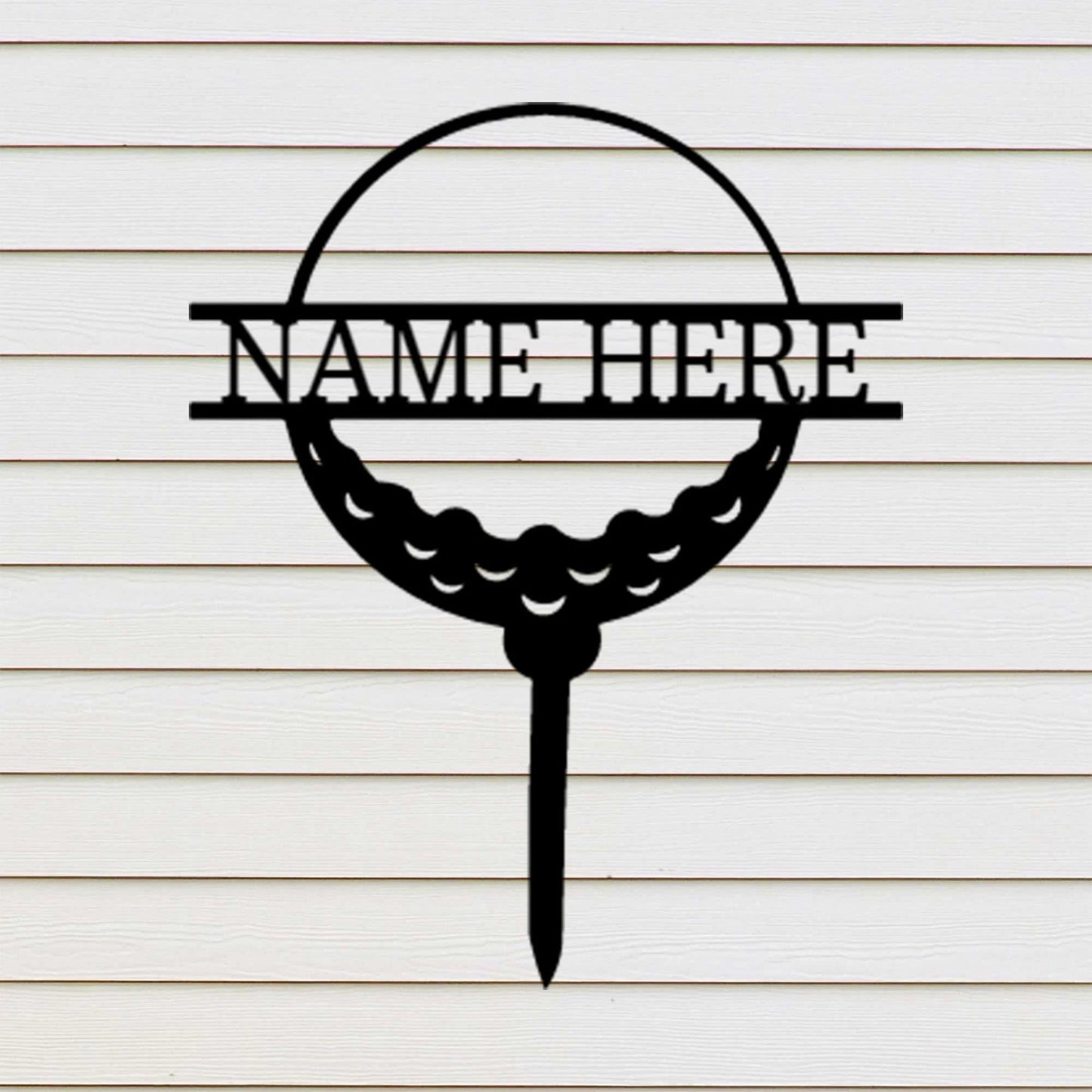Golf Ball Tee Monogram Personalized Steel Yard Stake Sign Birthday Father's Day Golfer Dad Husband Grandfather Son Brother Gift Laser Cut Metal Signs Custom Gift Ideas