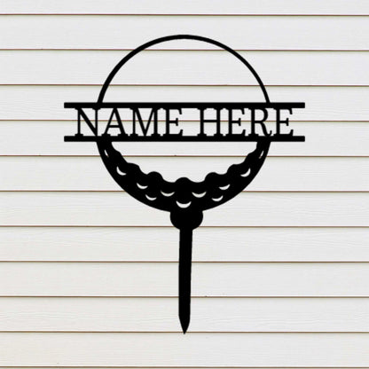 Golf Ball Tee Monogram Personalized Steel Yard Stake Sign Birthday Father's Day Golfer Dad Husband Grandfather Son Brother Gift Laser Cut Metal Signs Custom Gift Ideas