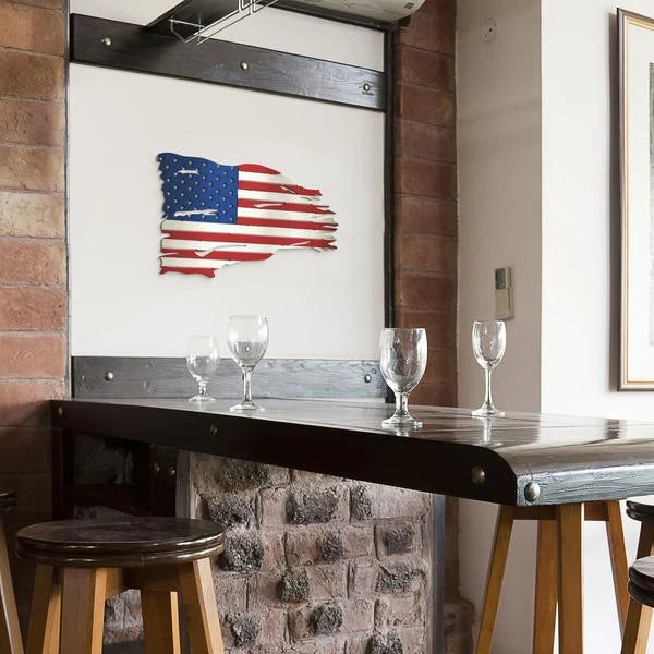 Tattered Usa Flag, Cut Metal Sign, Metal Wall Art, Metal House Sign Laser Cut Metal Signs Custom Gift Ideas