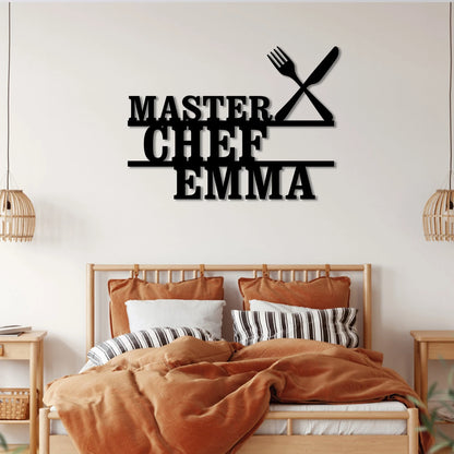 Personalized Name Cooking Master Chef Metal Sign, Custom Restaurant, Home Kitchen, Metal Laser Cut Metal Signs Custom Gift Ideas