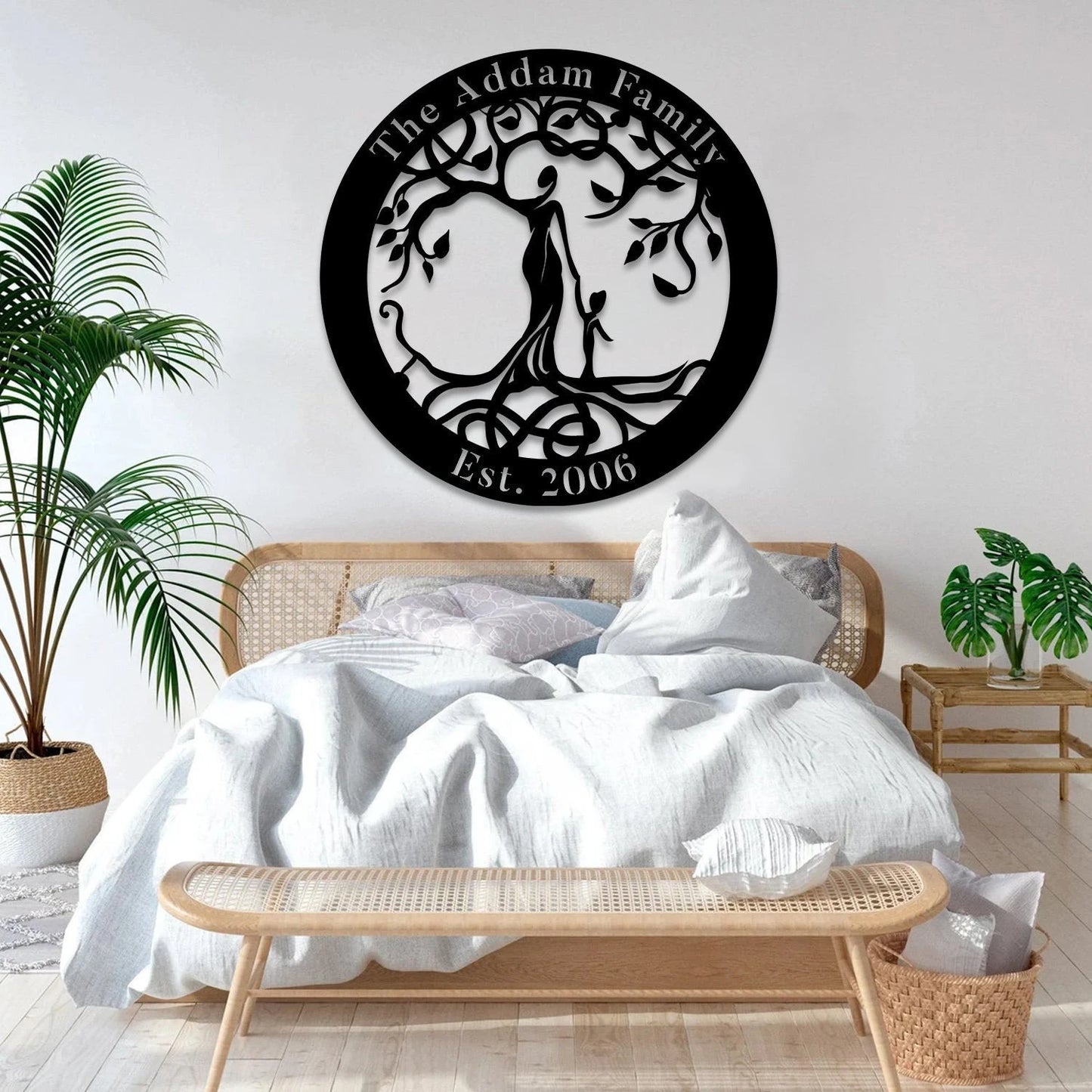 Customized Family Name And Est Date Tree Of Life Metal Art, Mother Nature Art Laser Cut Metal Signs Custom Gift Ideas