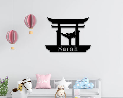 Custom Name Sign, Personalized Karate Name Sign, Personalized Metal Name Sign, Karate Wall Hanger, Nursery Decor, Sport Home Decor Gift Idea, Metal Laser Cut Metal Signs Custom Gift Ideas