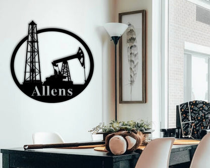 Personalized Oil Field Door Hanger. Oil Rig Metal Art, Gift For Oil Field Worker, Rustic Metal Wall Art, Oil Field Sign, Derrickhand Gift Laser Cut Metal Signs Custom Gift Ideas