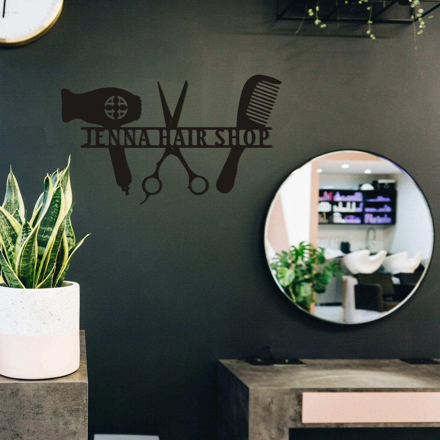 Metal Hair Stylist Sign, Personalized Salon, Custom Metal Sign Booth, Hair Stylist Gift, Scissors Clippers Comb Name Laser Cut Metal Signs Custom Gift Ideas