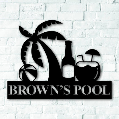 Personalized Family Pool Metal Sign, Custom Metal Pool Sign, Home Pool Sign, Metal Wall Decor, Metal Wall Art, Metal Sign Laser Cut Metal Signs Custom Gift Ideas