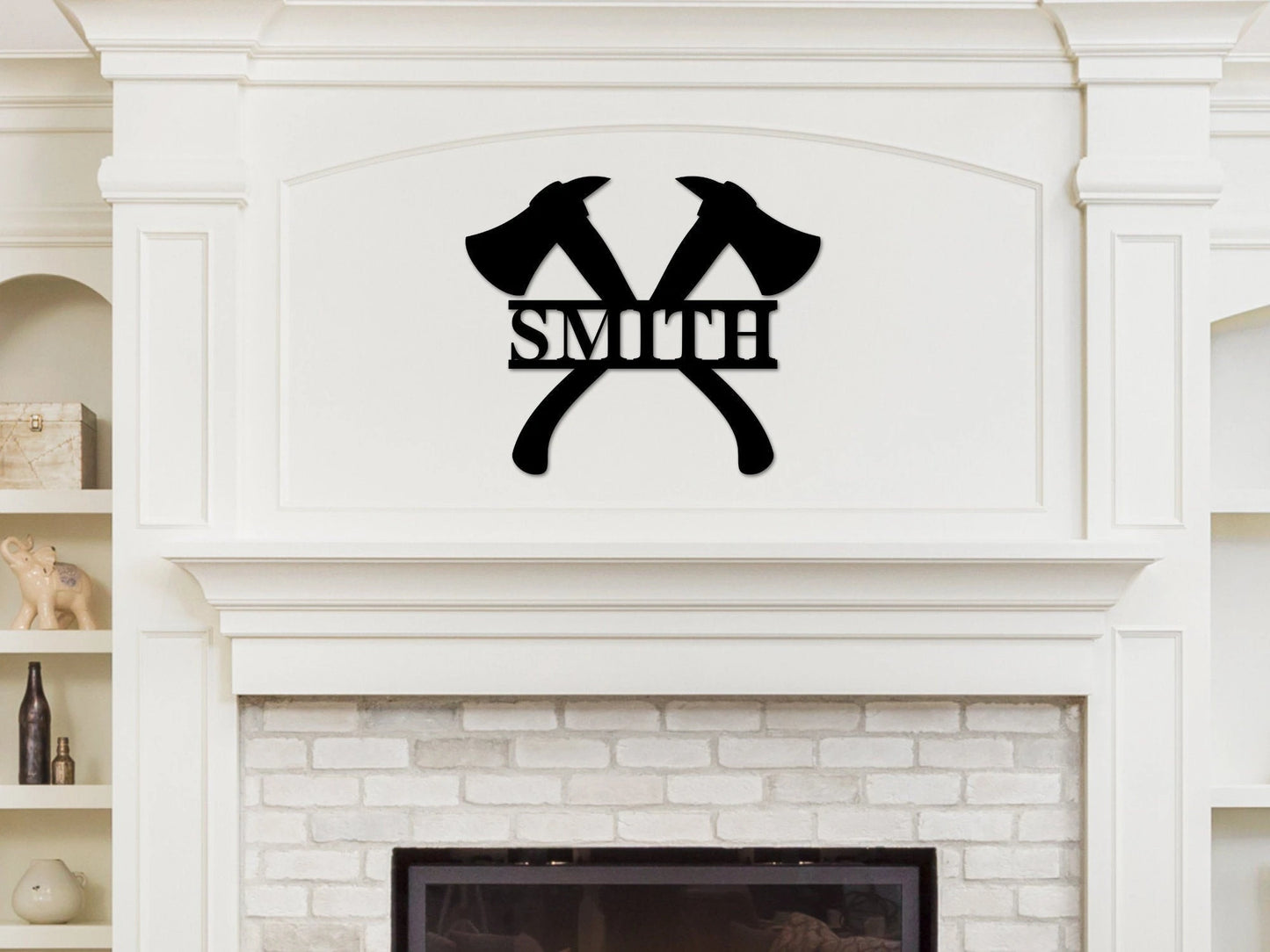 Firefighter Metal Hatchet Sign, Hatchet Monogram Sign, Metal Fire Department Sign, Monogram Door Hanger, Firefighter Gift, Father's Day Gift Laser Cut Metal Signs Custom Gift Ideas