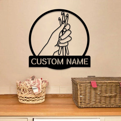 Personalized Crochet Knitting Metal Sign, Wedding, Anniversary Gift For Her, Mother, Grandma, Metal Laser Cut Metal Signs Custom Gift Ideas