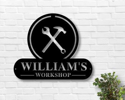 Fathers Day Gift Personalized Workshop Sign Personalized Fathers Day Gift Personalized Metal Sign Custom Name Sign Garage Sign, Laser Cut Metal Signs Custom Gift Ideas