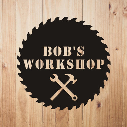 Personalized Sawblade Sign Saw Blade Papa's Garage Grandpa's Garage Metal Garage Sign Woodworkers Garage Laser Cut Metal Signs Custom Gift Ideas