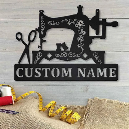 Personalized Name Old Singer Sewing Machine Sewing Room Metal House Sign Laser Cut Metal Signs Custom Gift Ideas
