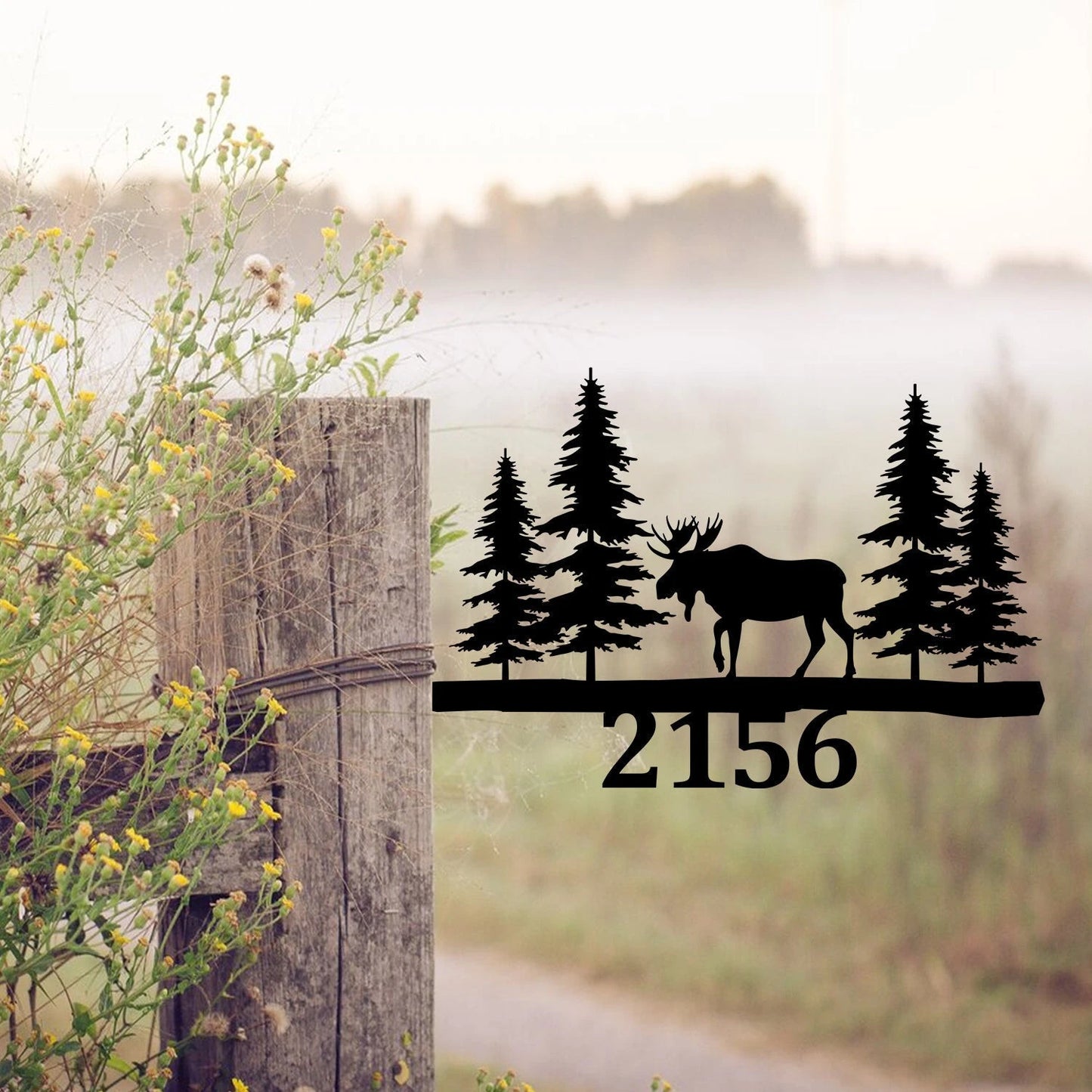 Customized Address Moose Metal Tree Stake, Deer Steel Sign, Father's Day Gift Laser Cut Metal Signs Custom Gift Ideas