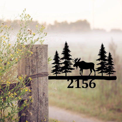 Customized Address Moose Metal Tree Stake, Deer Steel Sign, Father's Day Gift Laser Cut Metal Signs Custom Gift Ideas