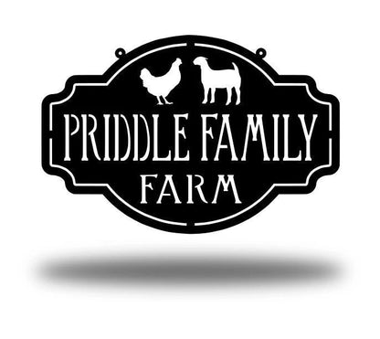 Metal Farm Sign , Goat And Chicken Personalized Family Name Metal Sign Housewarming Gift Wedding Gift Personalized Gift Laser Cut Metal Signs Custom Gift Ideas