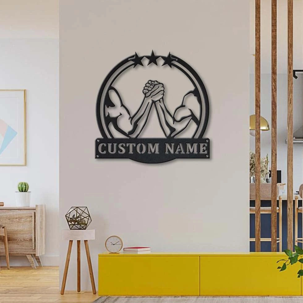 Personalized Arm Wrestling Monogram Metal Sign Art, Custom Arm Wrestling Metal Sign, Hobbie Gifts, Sport Gift, Birthday Gift Laser Cut Metal Signs Custom Gift Ideas