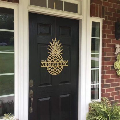 Pineapple Split Name Sign, Cut Metal Sign, Metal Wall Art, Metal House Sign Laser Cut Metal Signs Custom Gift Ideas