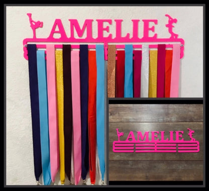 Figure Skating Custom Name Medal Hanger Holder Display Rack 3 Rung, Cut Metal Sign, Metal Wall Art, Laser Cut Metal Signs Custom Gift Ideas