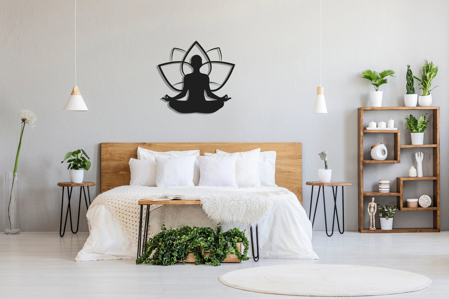 Lotus Flower With Yoga Pose Metal Wall Decor, Metal Wall Art, Housewarming Gift, Home Decor, Office Decor, Interior Design, Metal Laser Cut Metal Signs Custom Gift Ideas