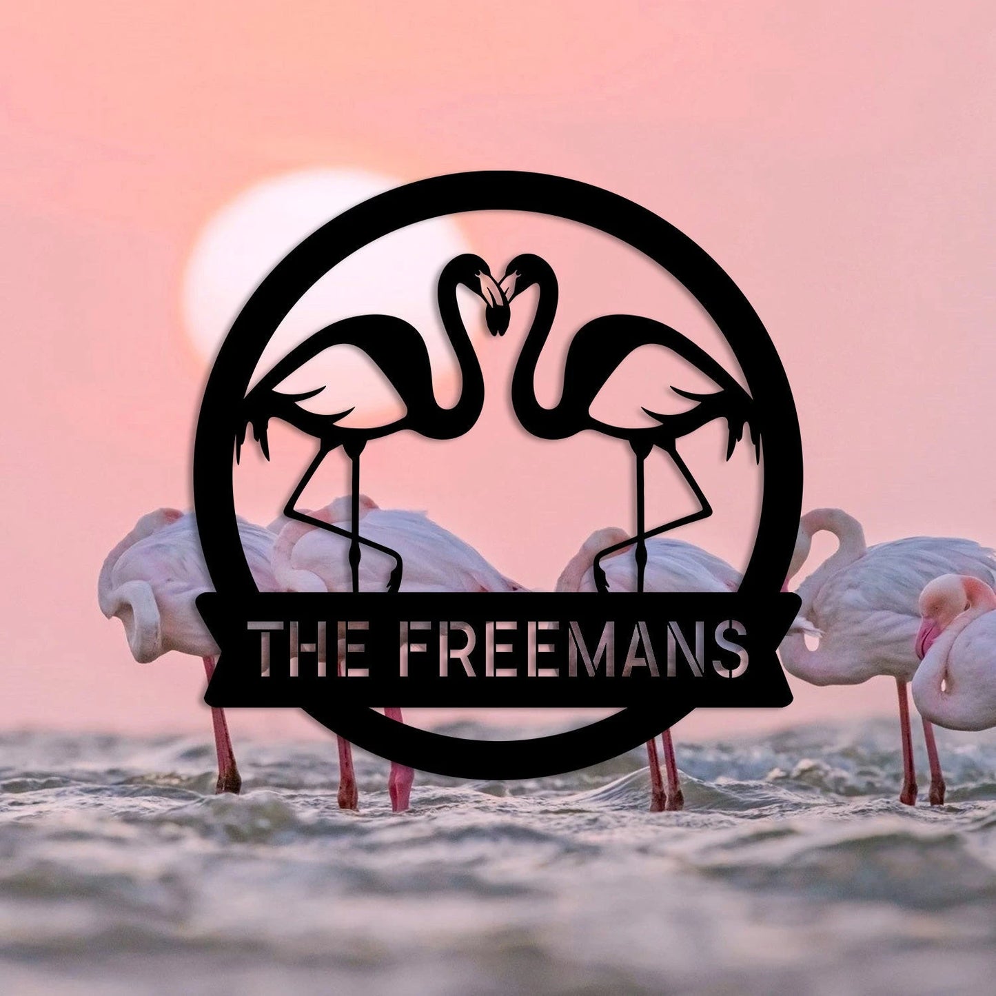 Custom Name Couple Flamingo Metal Sign, Wedding Gift Laser Cut Metal Signs Custom Gift Ideas