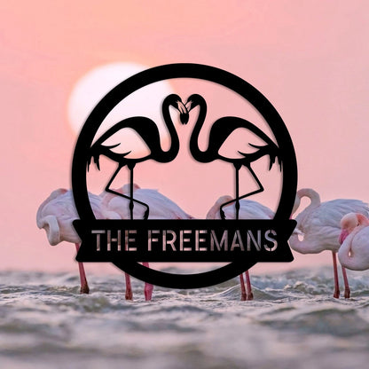Custom Name Couple Flamingo Metal Sign, Wedding Gift Laser Cut Metal Signs Custom Gift Ideas