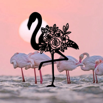 Floral Pink Plamingo Metal Art, Housewarming Beach House Decoration Laser Cut Metal Signs Custom Gift Ideas