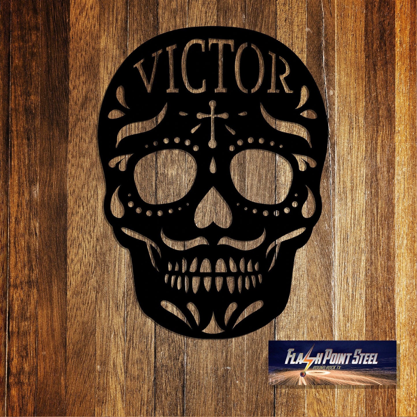 Sugar Skull Custom Name, Steel Art, Skull Sign, Name Sign, Custom Metal Sign, Distressed Sign, Store Sign, Entrance, Calavera Sign Laser Cut Metal Signs Custom Gift Ideas
