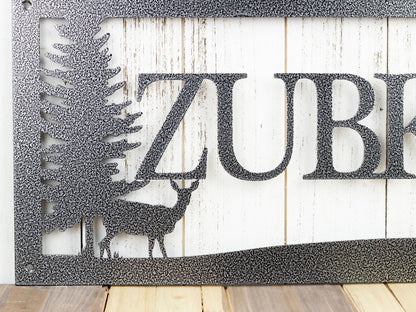 Personalized Name Metal Sign, Deer Scene, Laser Cut Steel, Laser Cut Metal Signs Custom Gift Ideas