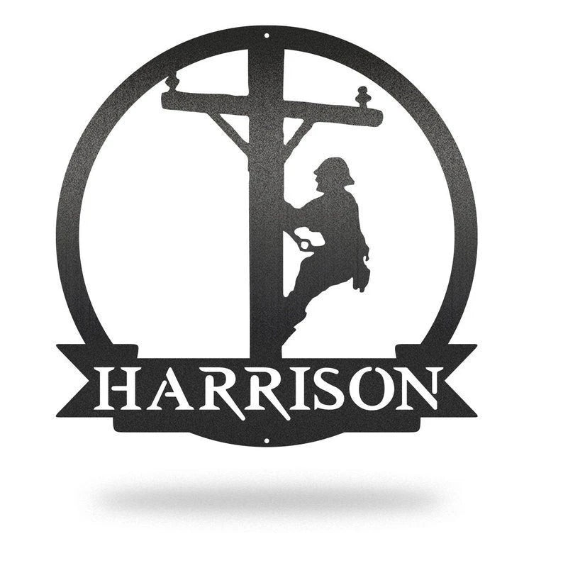 Personalized Lineman Monogram Lineman Decor Linelifehandcrafted Metal Art Wall Decor