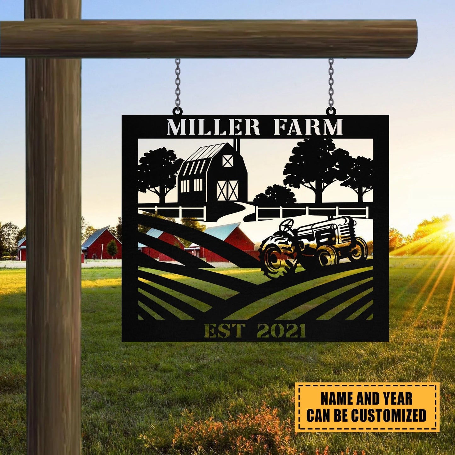 Personalized Metal Farm Sign Barn Tractor Monogram, Custom Outdoor, Front Gate, Metal Laser Cut Metal Signs Custom Gift Ideas