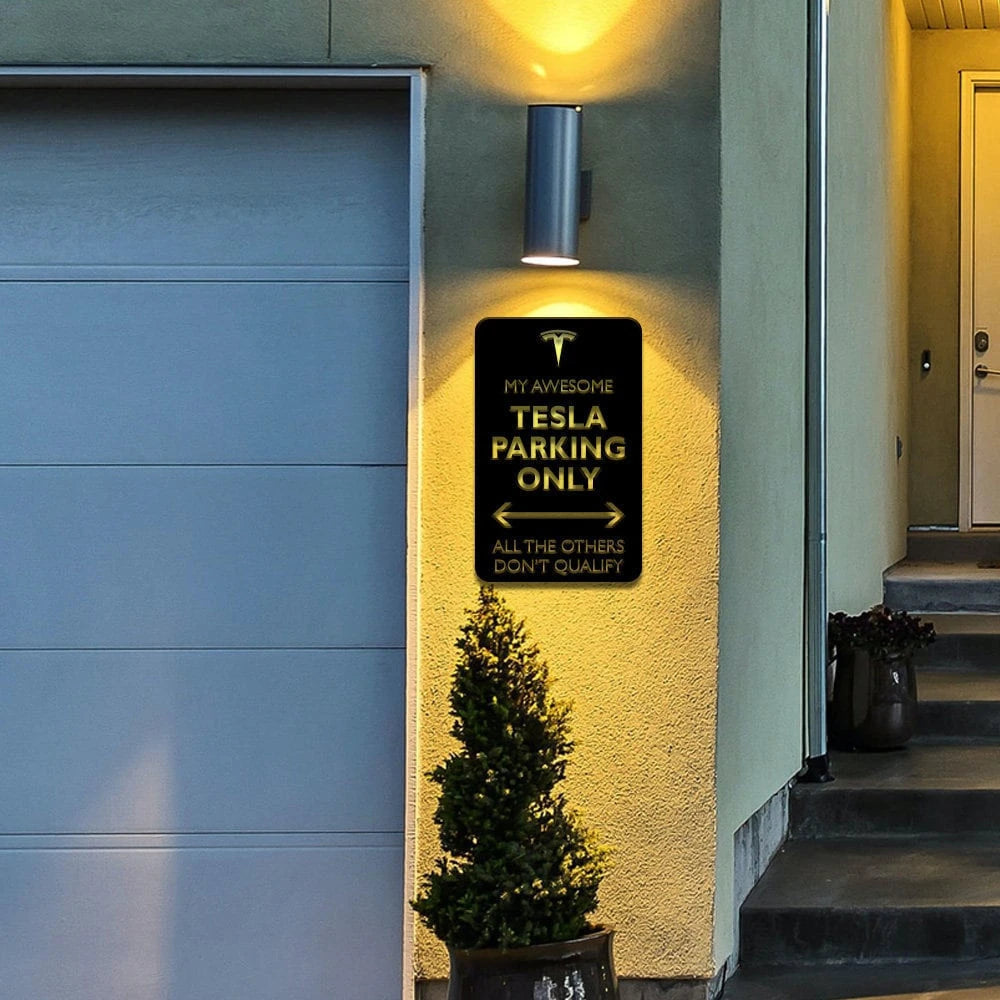 Tesla Parking Only, Your Custom Text Metal Parking Sign, Wall Art, Metal Sign, Reserved Parking Sign, Novelty Gift, Employee Parking Signs Laser Cut Metal Signs Custom Gift Ideas