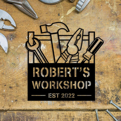 Customized Workshop Metal Sign, Garage Plaque, Father's Day Gift Laser Cut Metal Signs Custom Gift Ideas