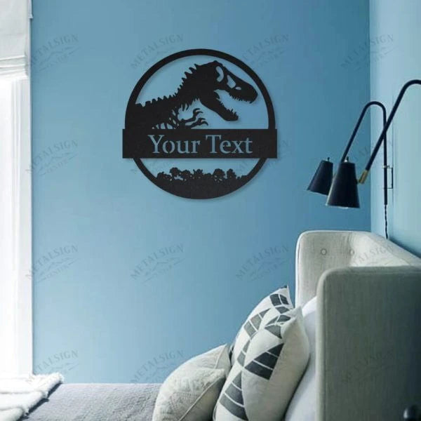 Jurassic Park Monogram Personalized Metal Sign, Cut Metal Sign, Metal Wall Art, Metal House Sign Laser Cut Metal Signs Custom Gift Ideas