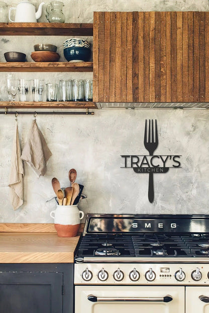 Fork personalized name kitchen decor Metal House Sign Laser Cut Metal Signs Custom Gift Ideas