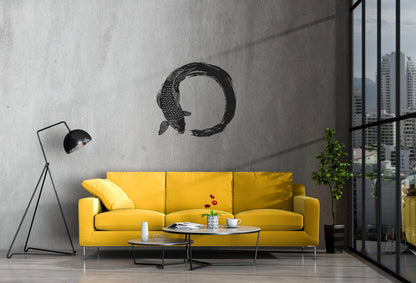 Koi Fish, Enso Circle Metal Wall Decor, Metal Wall Art, Housewarming Gift, Home Decor, Office Decor, Interior Design, Metal Laser Cut Metal Signs Custom Gift Ideas