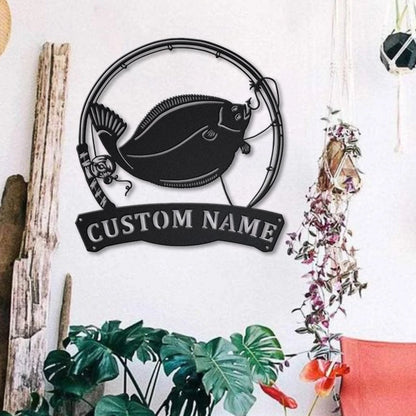 Personalized Flounder Fishing Fish Pole Metal Sign Art, Custom Flounder Fishing Metal Sign, Fishing Gift, Decor Decorationbirthday Gift, Laser Cut Metal Signs Custom Gift Ideas