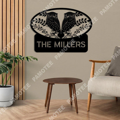 Custom Two Owls Metal Sign, Christmas Gift For Owl Lovers, Metal Laser Cut Metal Signs Custom Gift Ideas