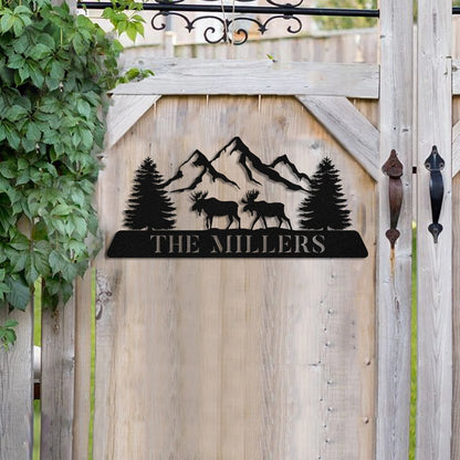Moose Deer Hunting Hunter Metal Sign Monogram, Custom Outdoor Farm, Cabin, Metal Laser Cut Metal Signs Custom Gift Ideas