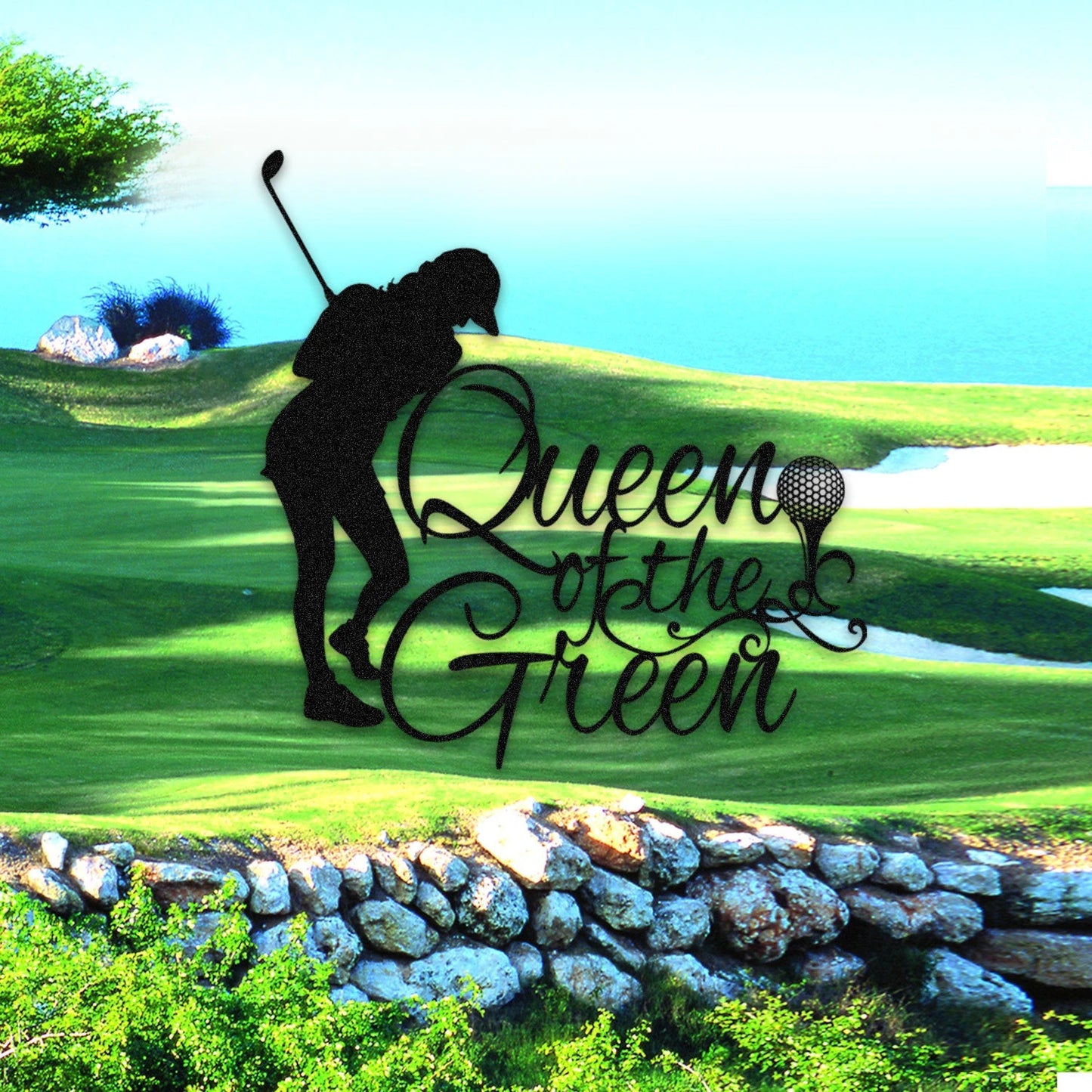 Queen Of The Green Woman Golf Metal Sign, Female Golfer Gift Laser Cut Metal Signs Custom Gift Ideas
