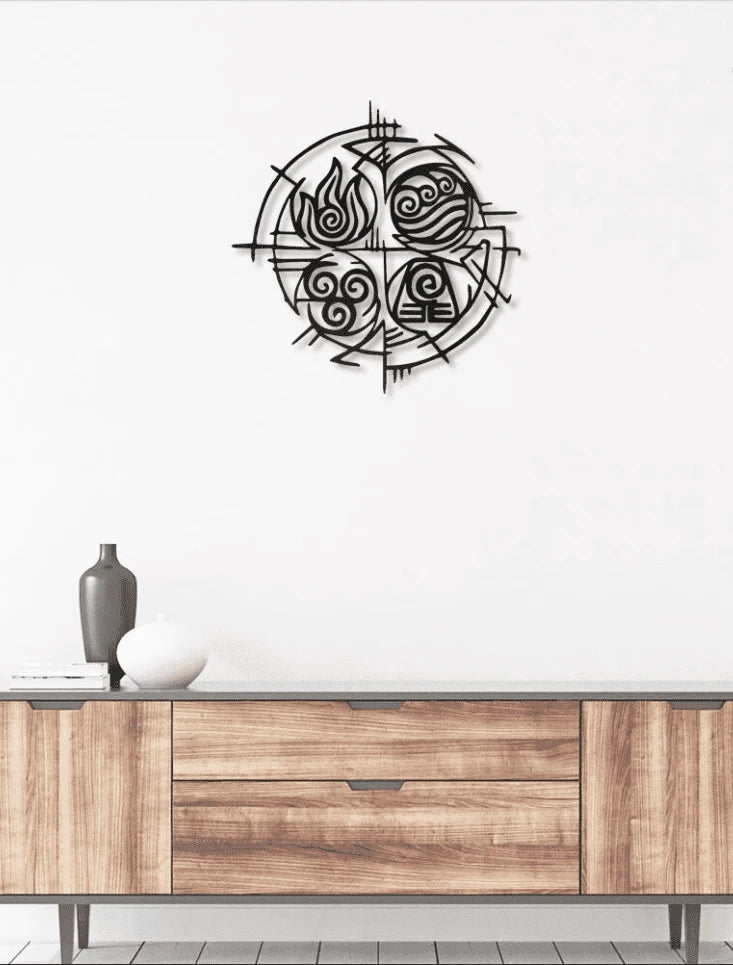 Four Elements Earth Water Air Fire Metal House Sign