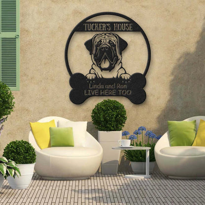 Bullmastiff Dog Lovers Personalized Metal Sign Dog's House Laser Cut Metal Signs Custom Gift Ideas