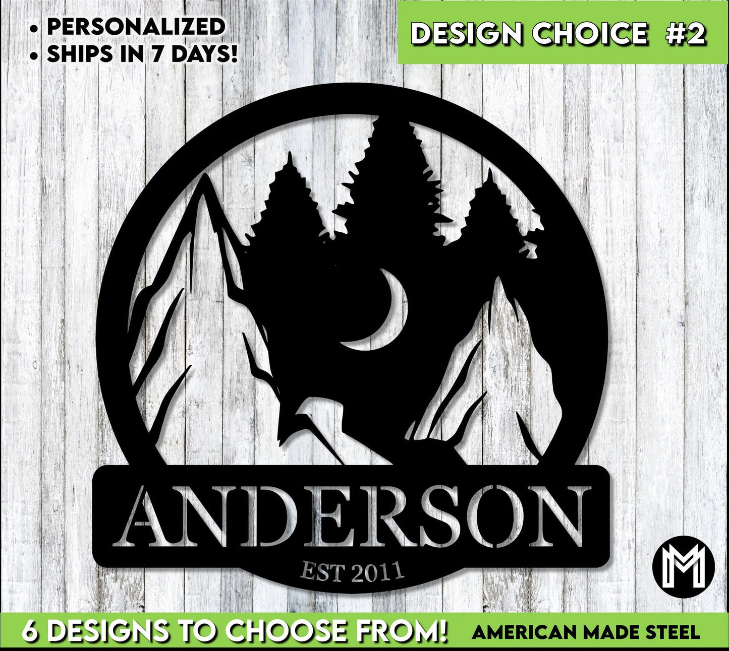 Custom Sign, Lodge Sign, Cabin Sign, Personalized, Nature, Monogram, Lakehouse Sign, Personalized Gift, Housewarming, Mountains Laser Cut Metal Signs Custom Gift Ideas