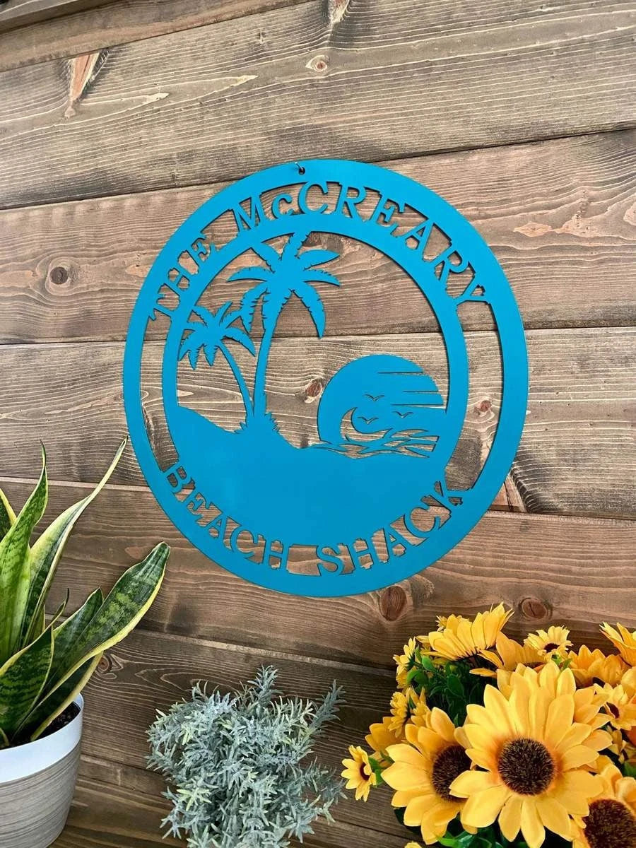 Beach Palm Trees In Sunset Metal Sign Cut Metal Sign Metal House Sign