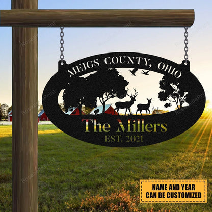 Personalized Deer Turkey Hunting Hunter Metal Sign Monogram Custom Outdoor Cabin Lodge Camp Wall Decor Art Gift For Him